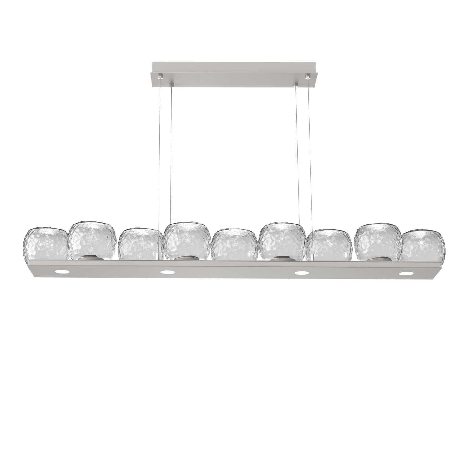 PLB0091-0C-BS-C-Hammerton-Studio-Vessel-59-inch-linear-chandelier-with-beige-silver-finish-and-clear-blown-glass-shades-and-LED-lamping