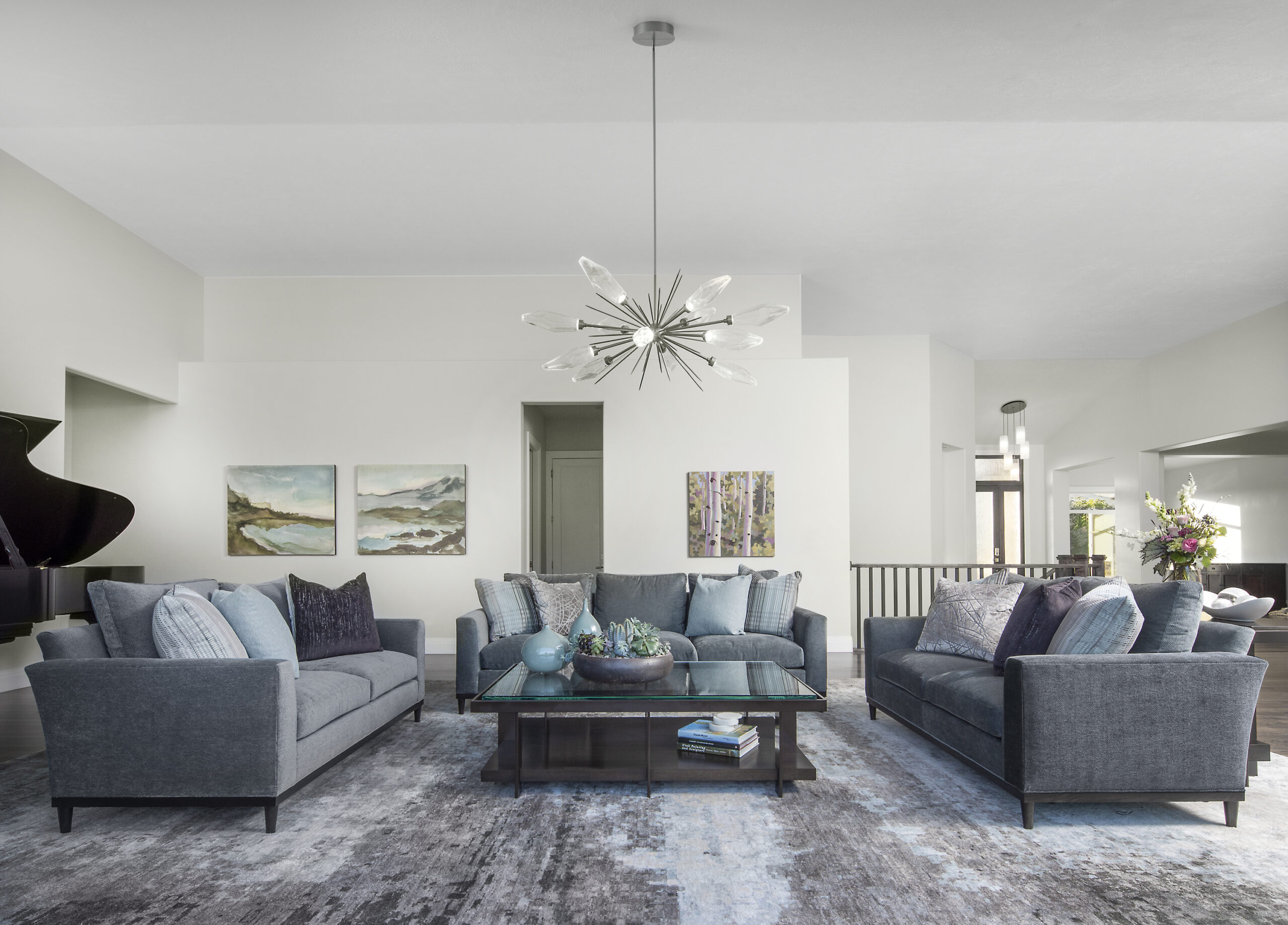 Rock Crystal Starburst Chandelier | Design Plus Inc., Scot Zimmerman Photography