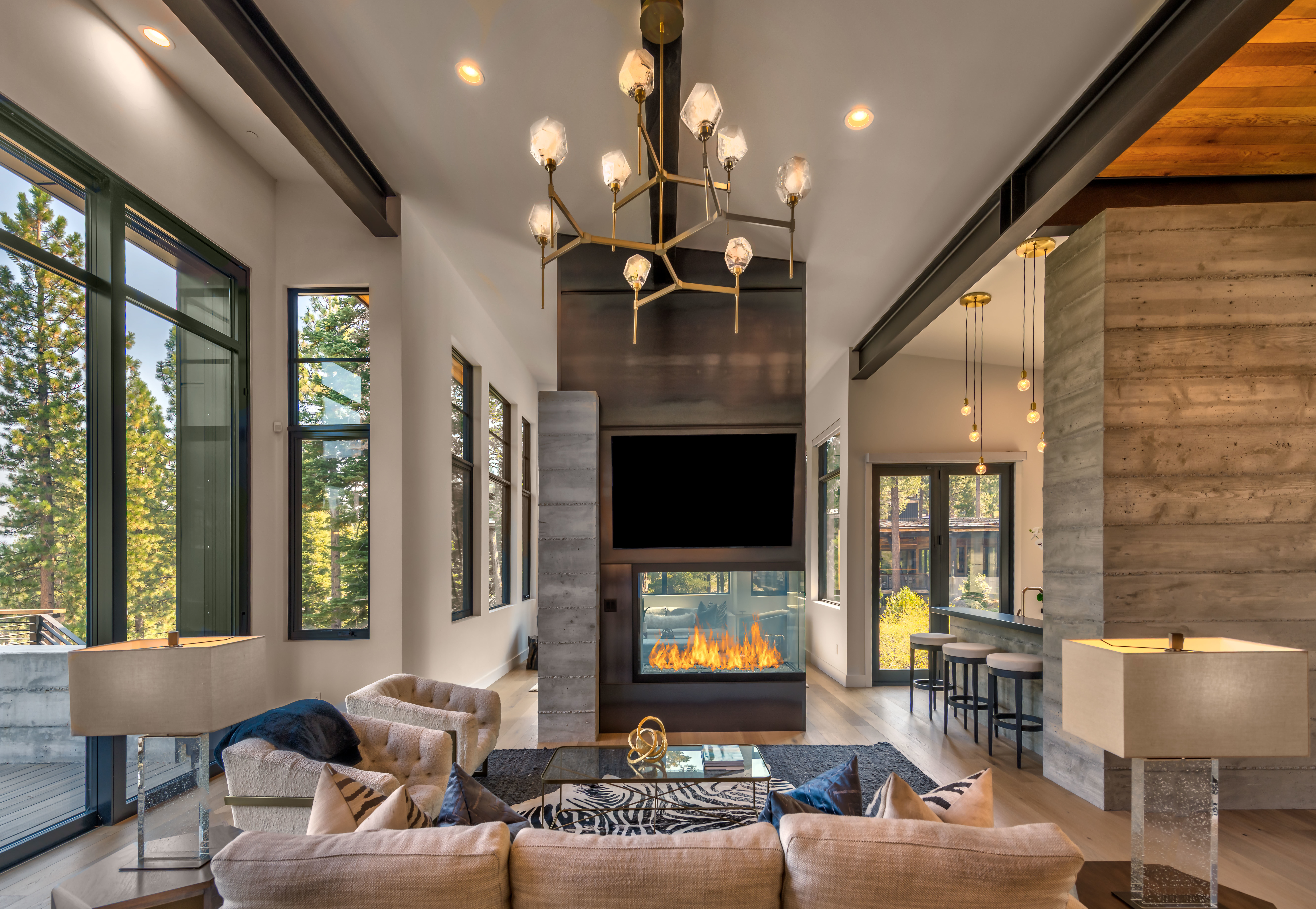 Gem Round Belvedere Chandelier | FiveWest Interiors, Vance Fox Photography