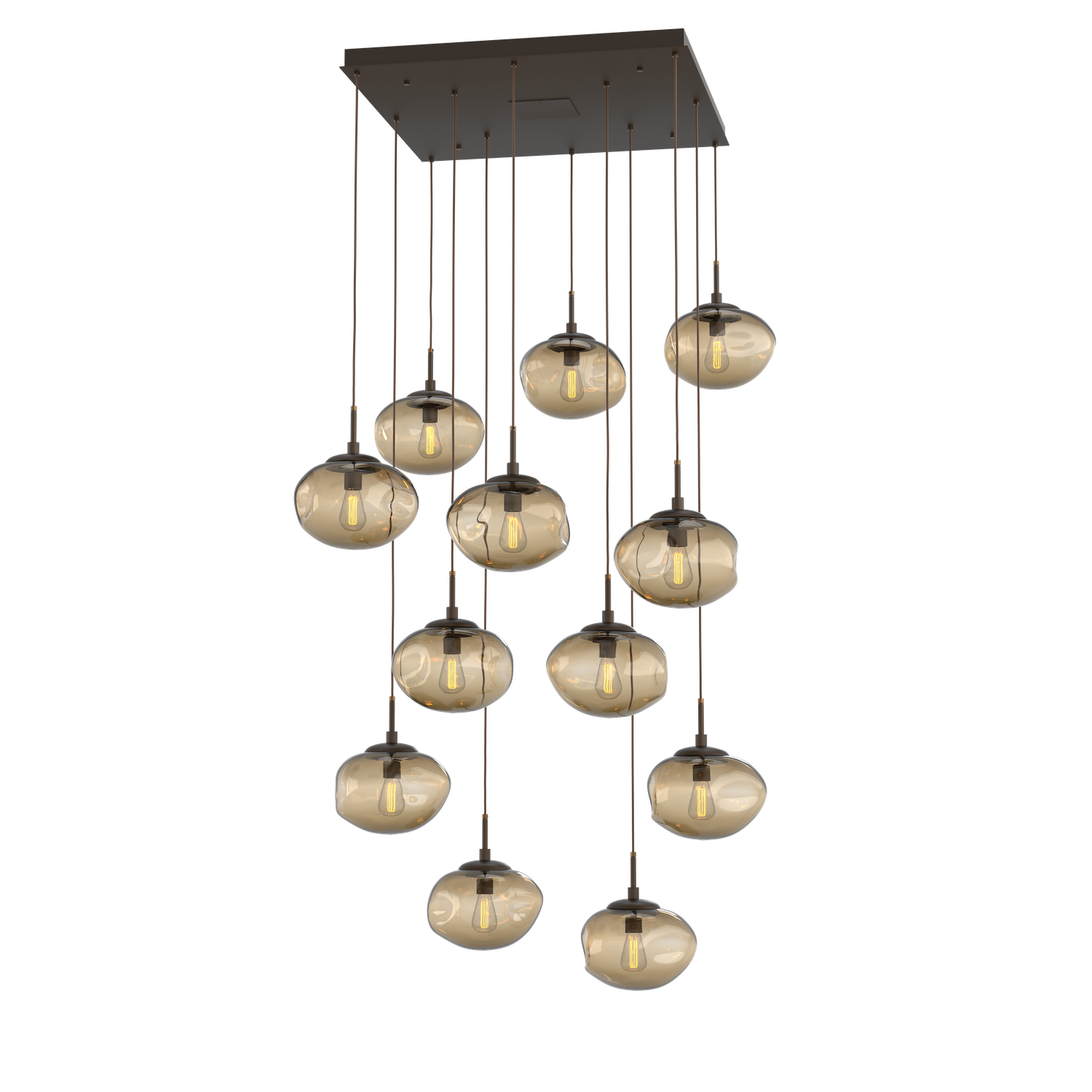 CHB0064-12-FB-B-Hammerton-Studio-Nebula-Nova-12-light-square-pendant-chandelier-with-flat-bronze-finish-and-bronze-blown-glass-shades-and-incandescent-lamping