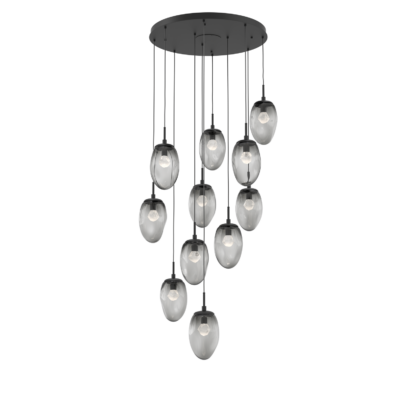 CHB0067-11-MB-ZS-Hammerton-Studio-Nebula-Meteo-11-light-round-pendant-chandelier-with-matte-black-finish-and-smoke-blown-glass-with-zircon-clear-cast-glass-diffusers-and-LED-lamping