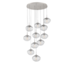 CHB0068-11-BS-GC-Hammerton-Studio-Nebula-Nova-11-light-round-pendant-chandelier-with-beige-silver-finish-and-clear-blown-glass-with-geo-clear-cast-glass-diffusers-and-LED-lamping