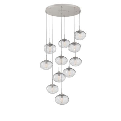 CHB0068-11-BS-GC-Hammerton-Studio-Nebula-Nova-11-light-round-pendant-chandelier-with-beige-silver-finish-and-clear-blown-glass-with-geo-clear-cast-glass-diffusers-and-LED-lamping