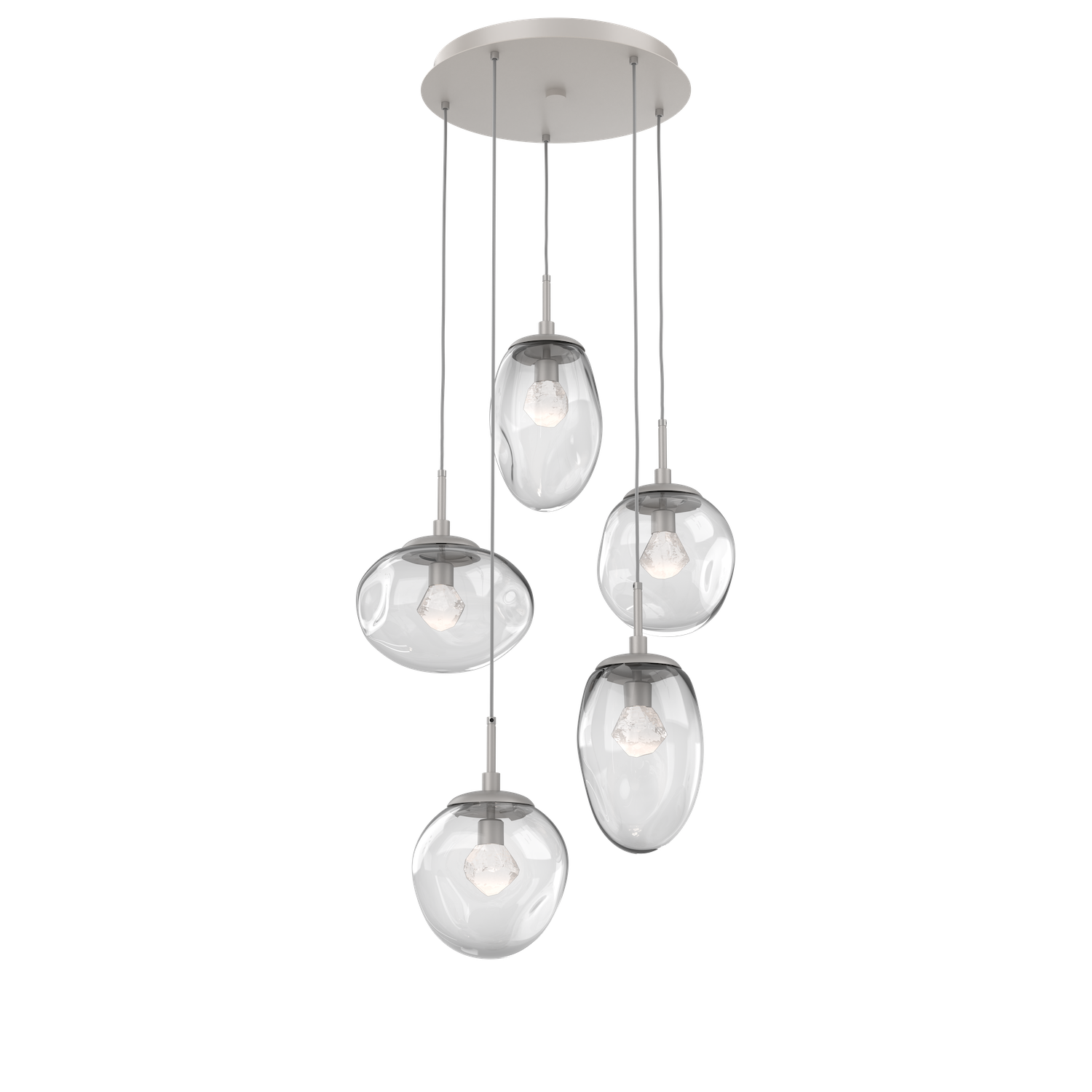 CHB0069-05-BS-ZC-Hammerton-Studio-Nebula-Cosmos-5-light-round-pendant-chandelier-with-beige-silver-finish-and-clear-blown-glass-with-zircon-clear-cast-glass-diffusers-and-LED-lamping