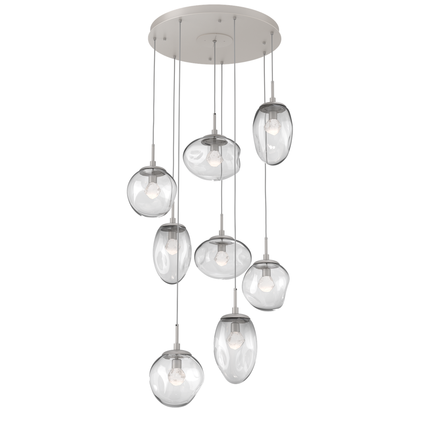 CHB0069-08-BS-ZC-Hammerton-Studio-Nebula-Cosmos-8-light-round-pendant-chandelier-with-beige-silver-finish-and-clear-blown-glass-with-zircon-clear-cast-glass-diffusers-and-LED-lamping