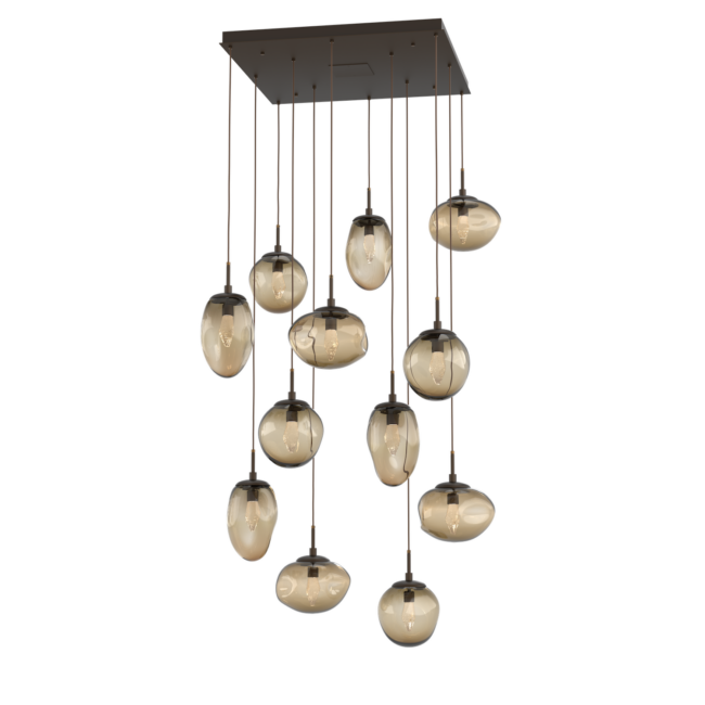 CHB0069-12-FB-GB-Hammerton-Studio-Nebula-Cosmos-12-light-square-pendant-chandelier-with-flat-bronze-finish-and-bronze-blown-glass-with-geo-clear-cast-glass-diffusers-and-LED-lamping