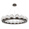 CHB0095-0D-FB-GC-Hammerton-Studio-Luna-16-light-platform-ring-chandelier-with-flat-bronze-finish-and-clear-blown-glass-with-geo-clear-cast-glass-diffusers-and-LED-lamping