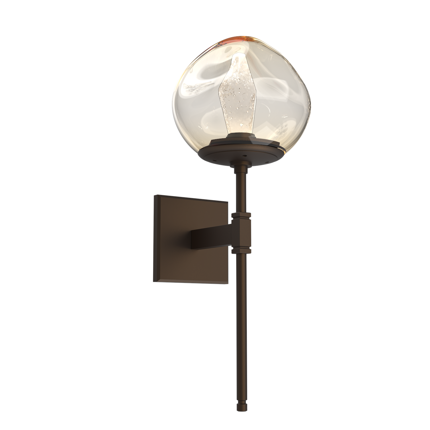 IDB0095-03-FB-GA-Hammerton-Studio-Luna-belvedere-wall-sconce-with-flat-bronze-finish-and-amber-blown-glass-with-geo-clear-cast-glass-diffusers-and-LED-lamping