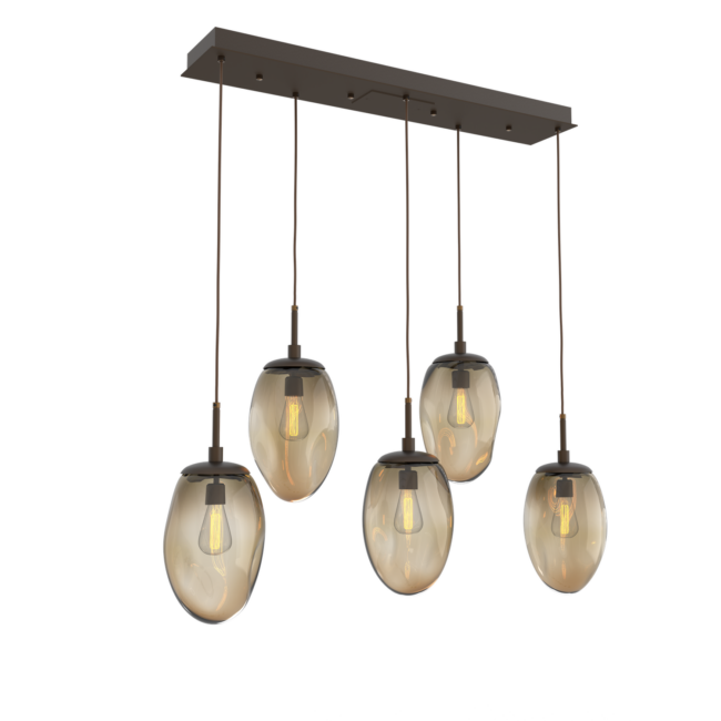 PLB0063-05-FB-B-Hammerton-Studio-Nebula-Meteo-5-light-linear-pendant-chandelier-with-flat-bronze-finish-and-bronze-blown-glass-shades-and-incandescent-lamping