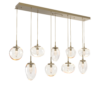 PLB0069-09-GB-GA-Hammerton-Studio-Nebula-Cosmos-9-light-linear-pendant-chandelier-with-gilded-brass-finish-and-amber-blown-glass-with-geo-clear-cast-glass-diffusers-and-LED-lamping
