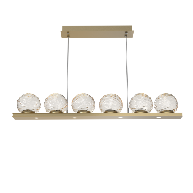 PLB0092-0B-GB-A-Hammerton-Studio-Gaia-44-inch-linear-chandelier-with-gilded-brass-finish-and-amber-blown-glass-shades-and-LED-lamping