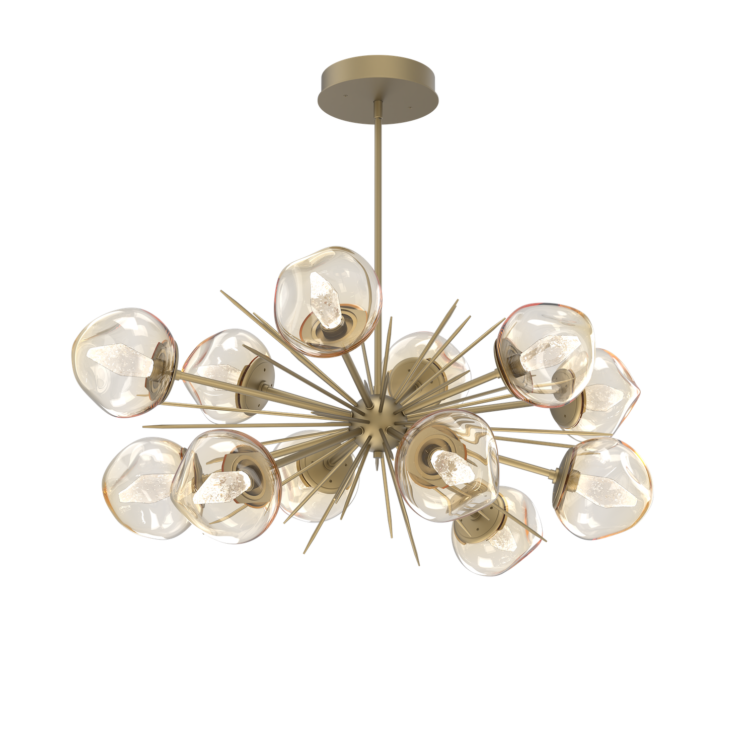 PLB0095-0D-GB-GA-Hammerton-Studio-Luna-43-inch-oval-starburst-chandelier-with-gilded-brass-finish-and-amber-blown-glass-with-geo-clear-cast-glass-diffusers-and-LED-lamping