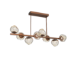 PLB0095-T8-BB-FA-Hammerton-Studio-Luna-8-light-twisted-branch-linear-chandelier-with-burnished-bronze-finish-and-amber-blown-glass-with-floret-clear-cast-glass-diffusers-and-LED-lamping