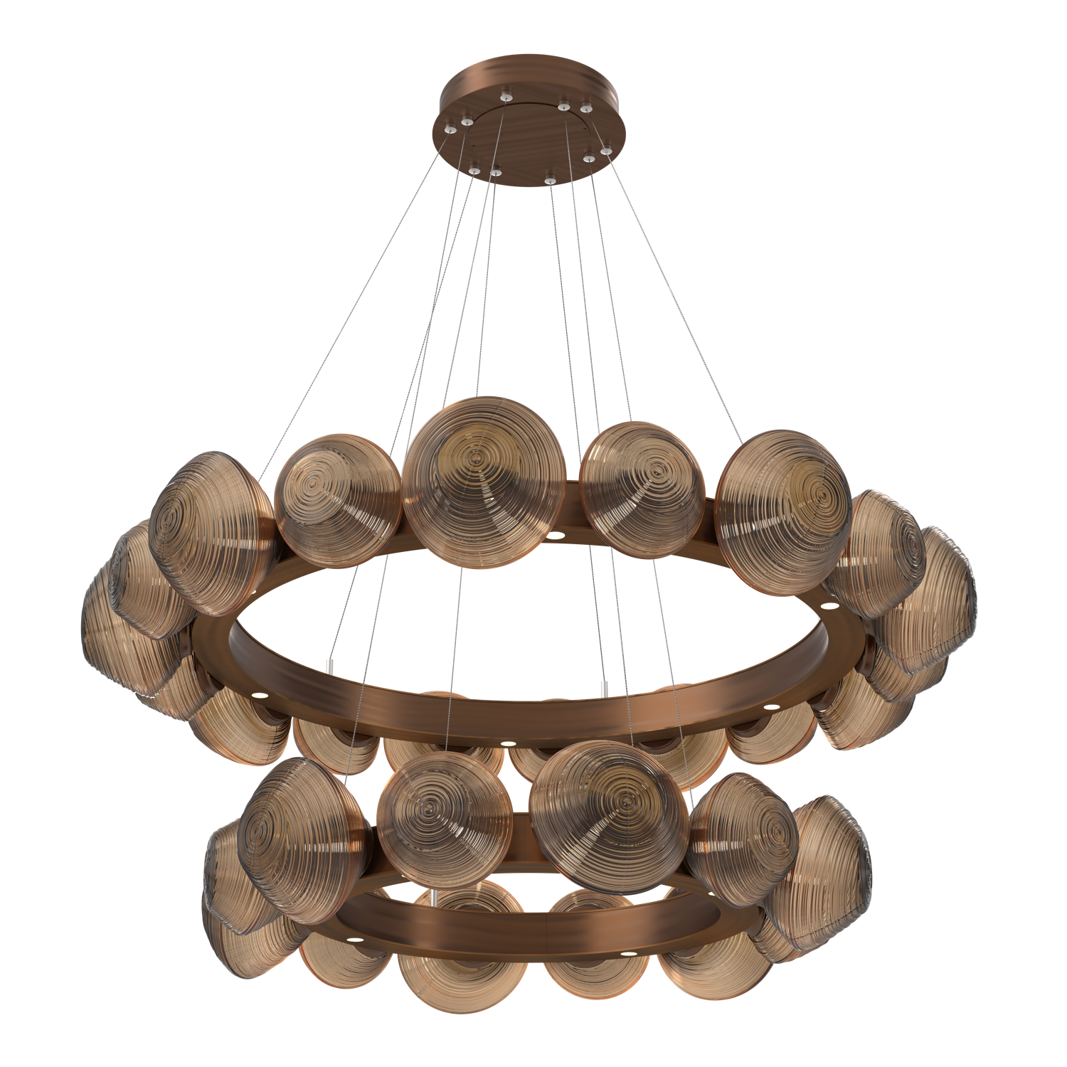 CHB0089-2T-RB-B-Hammerton-Studio-Mesa-48-inch-two-tier-radial-ring-chandelier-with-oil-rubbed-bronze-finish-and-bronze-blown-glass-shades-and-LED-lamping