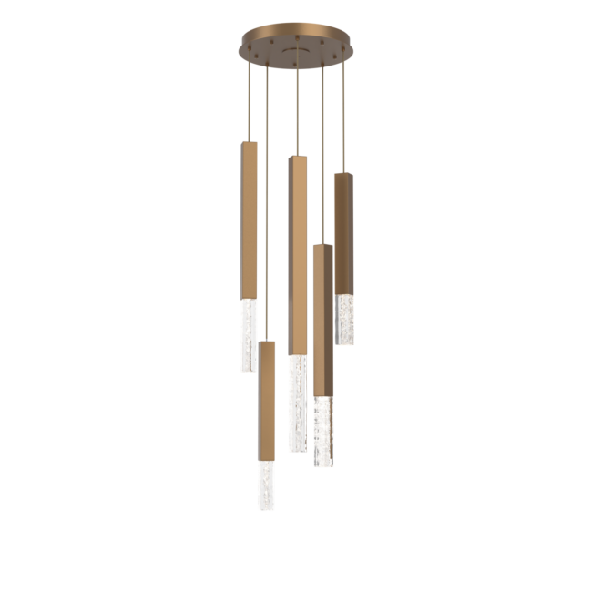 CHB0097-05-NB-GC-Hammerton-Studio-Axis-XL-5-light-round-pendant-chandelier-with-novel-brass-finish-and-clear-cast-glass-shades-and-LED-lamping