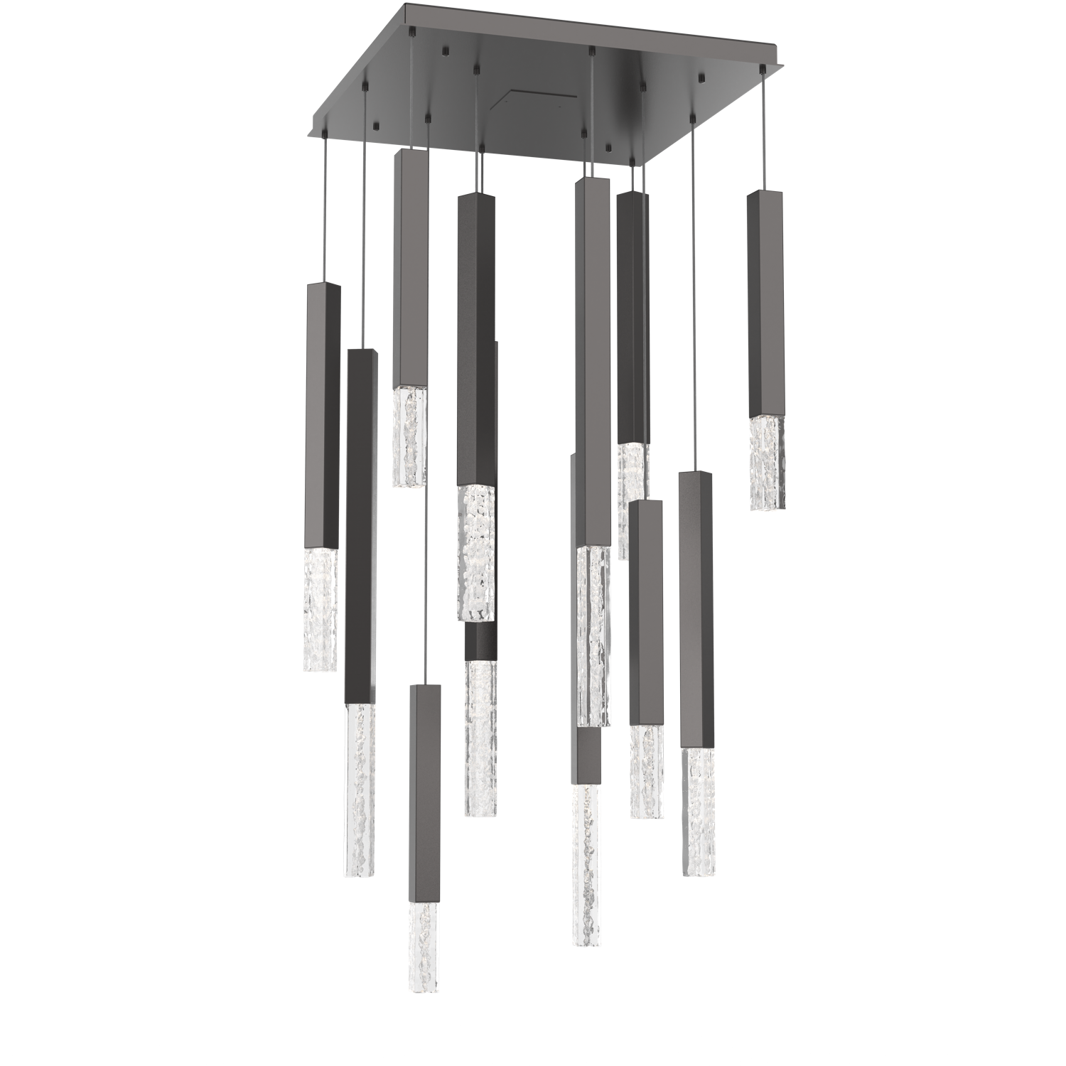 CHB0097-12-GP-GC-Hammerton-Studio-Axis-XL-12-light-square-pendant-chandelier-with-graphite-finish-and-clear-cast-glass-shades-and-LED-lamping