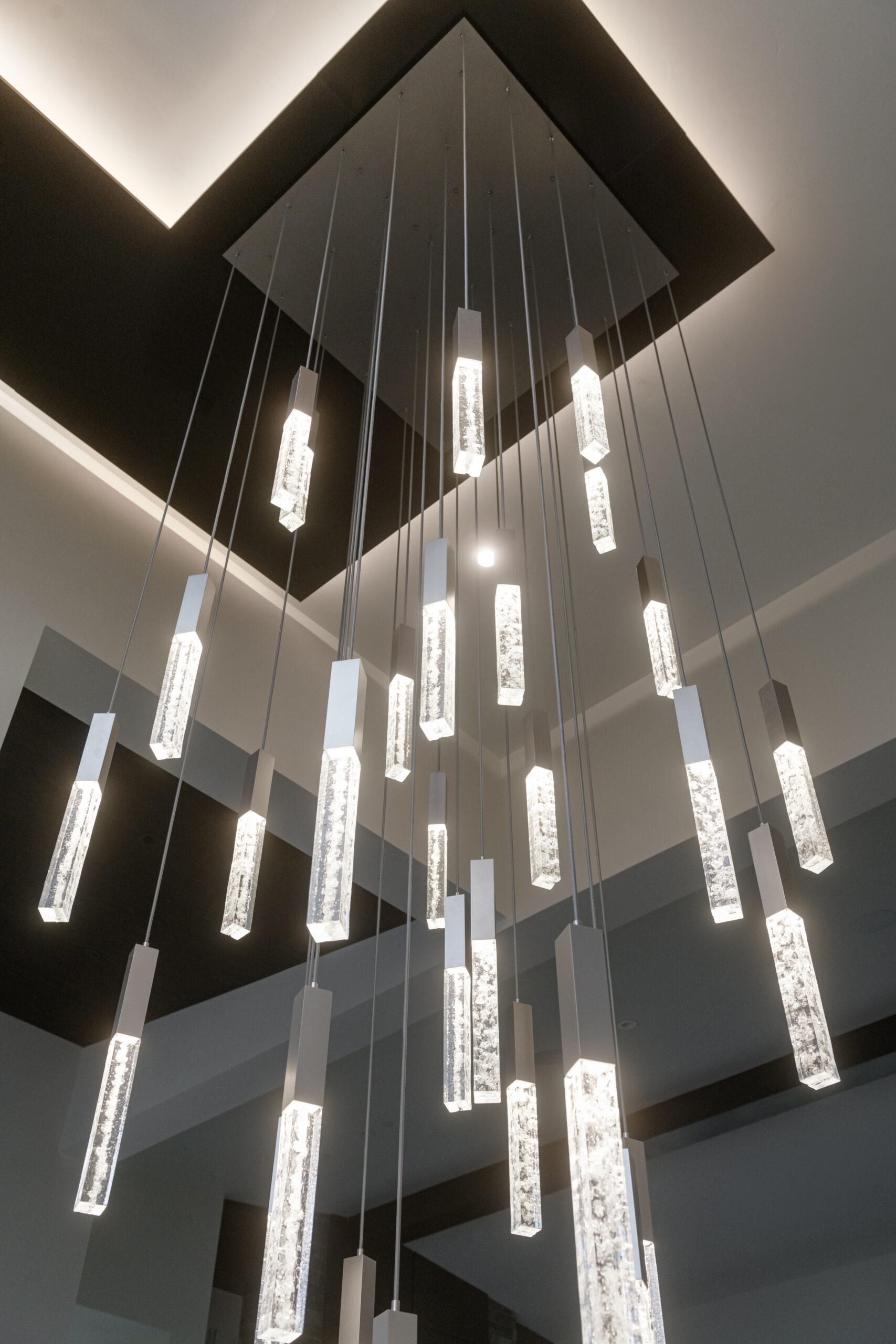 Axis Square Pendant Chandelier | Mark + Aly Interior Design, Rebekah Westover Photography