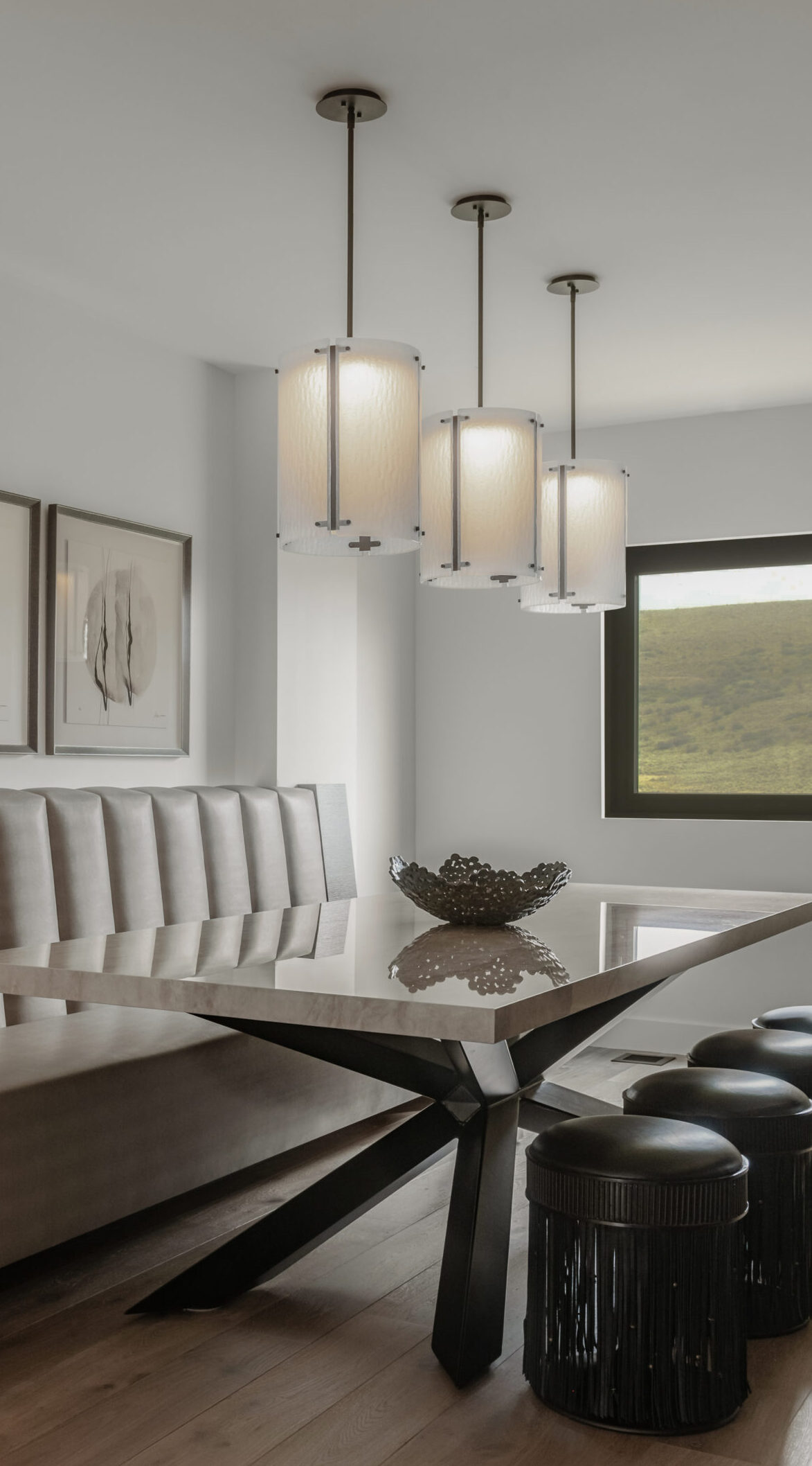 Textured Glass Large Pendant | Mark + Aly Interior Design, Rebekah Westover Photography
