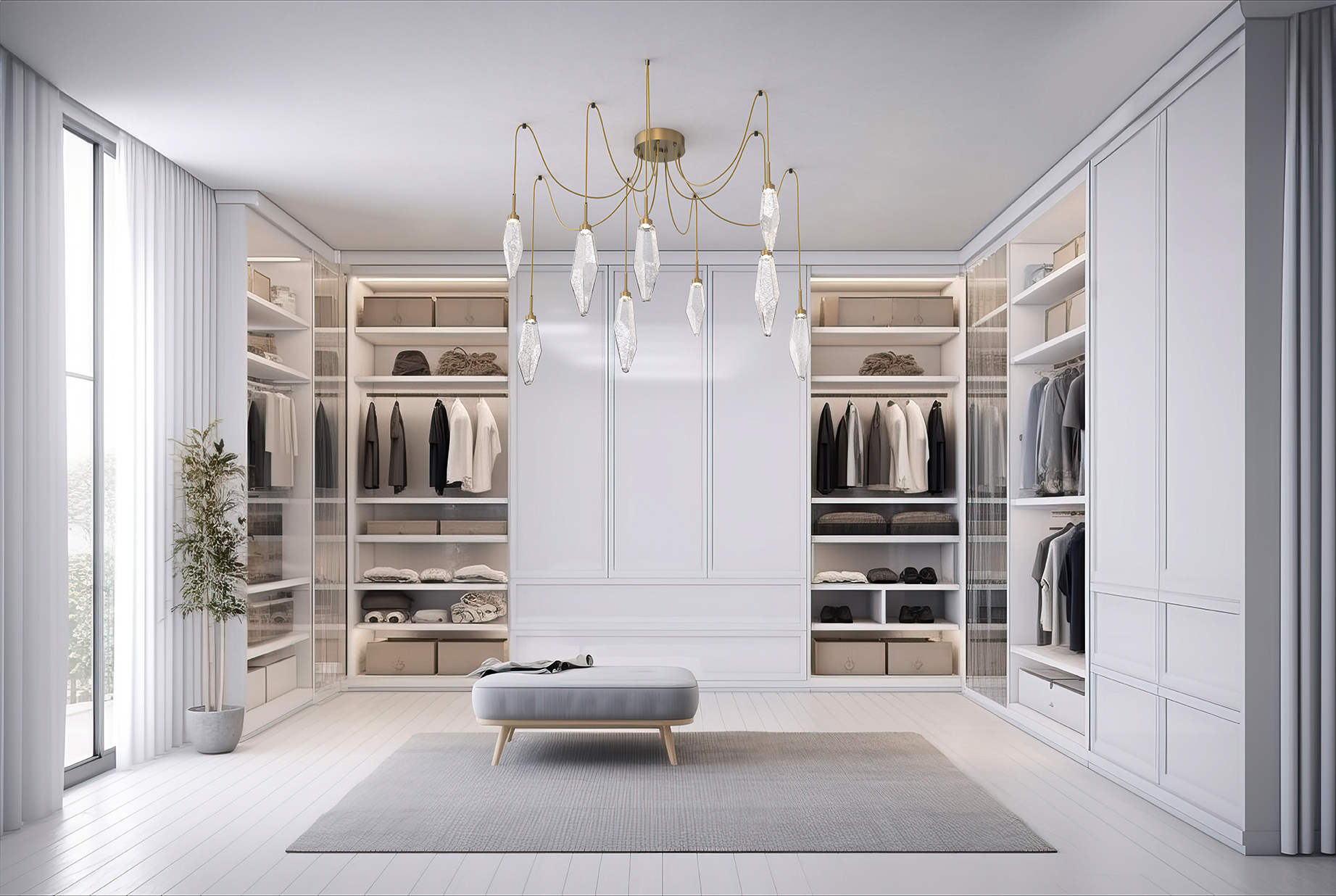 Rock Crystal Swag Chandelier
