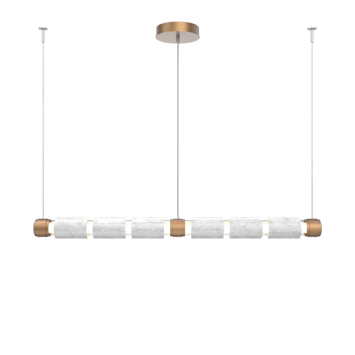 PLB0096-04-NB-0-WM-Hammerton-Studio-Corinth-52-inch-linear-chandelier-with-novel-brass-finish-and-white-marble-stone-accent-and-LED-lamping