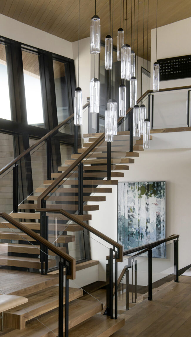 Ledgestone Linear Chandelier | Mark & Aly Interior Design, Rebecca Westover 