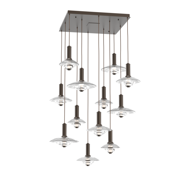 CHB0098-12-FB-CG-C01-L3-Hammerton-Studio-Atmosphere-Cirrus–12-light-square-multi-light-pendant-chandelier-with-flat-bronze-finish-and-clear-granite-glass-shades-and-LED-lamping