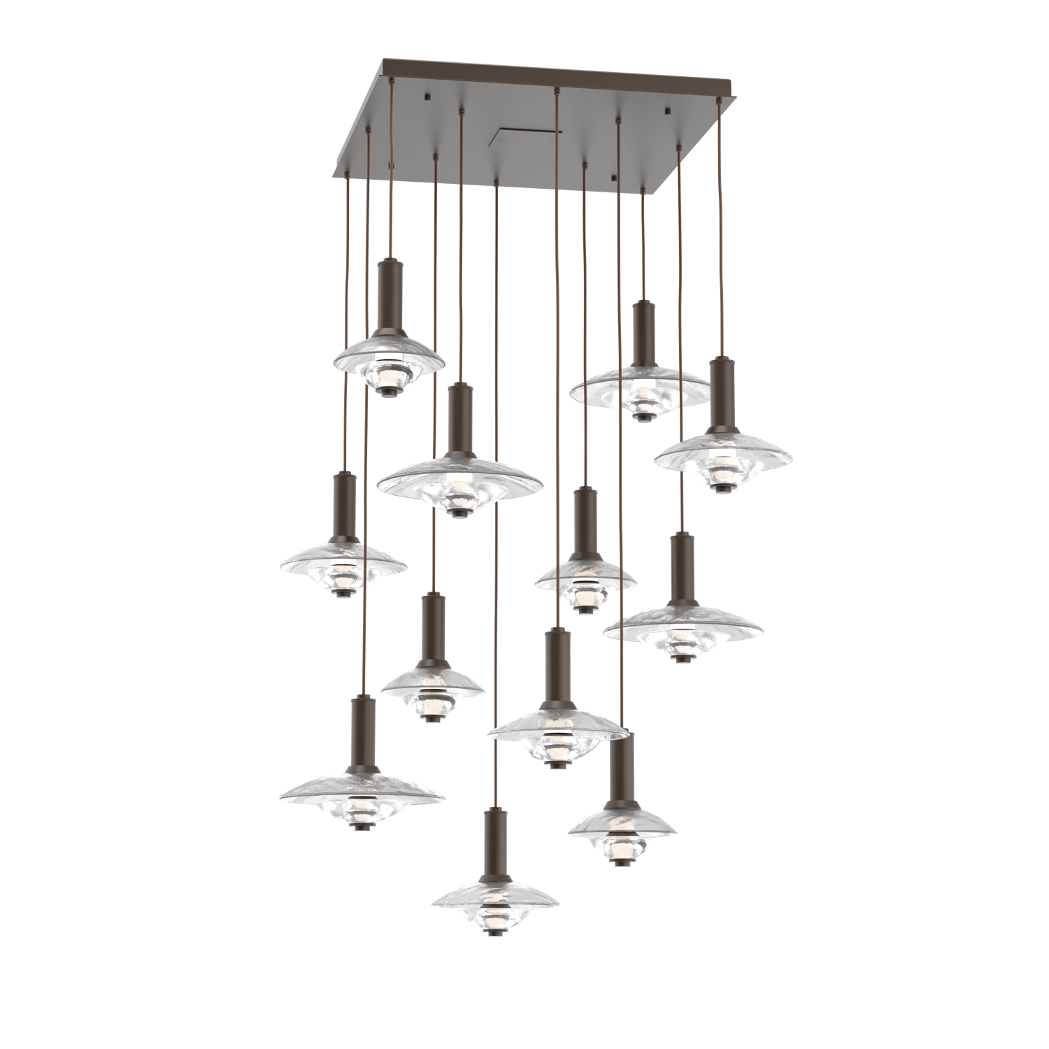 CHB0098-12-FB-CG-C01-L3-Hammerton-Studio-Atmosphere-Cirrus–12-light-square-multi-light-pendant-chandelier-with-flat-bronze-finish-and-clear-granite-glass-shades-and-LED-lamping