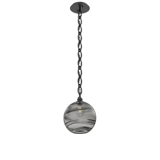 LNB0047-01-MB-OS-CH2-E2-Hammerton-Studio-Terra-single-pendant-light-with-matte-black-finish-and-optic-smoke-blown-glass-shades-and-oval-chain-suspension
