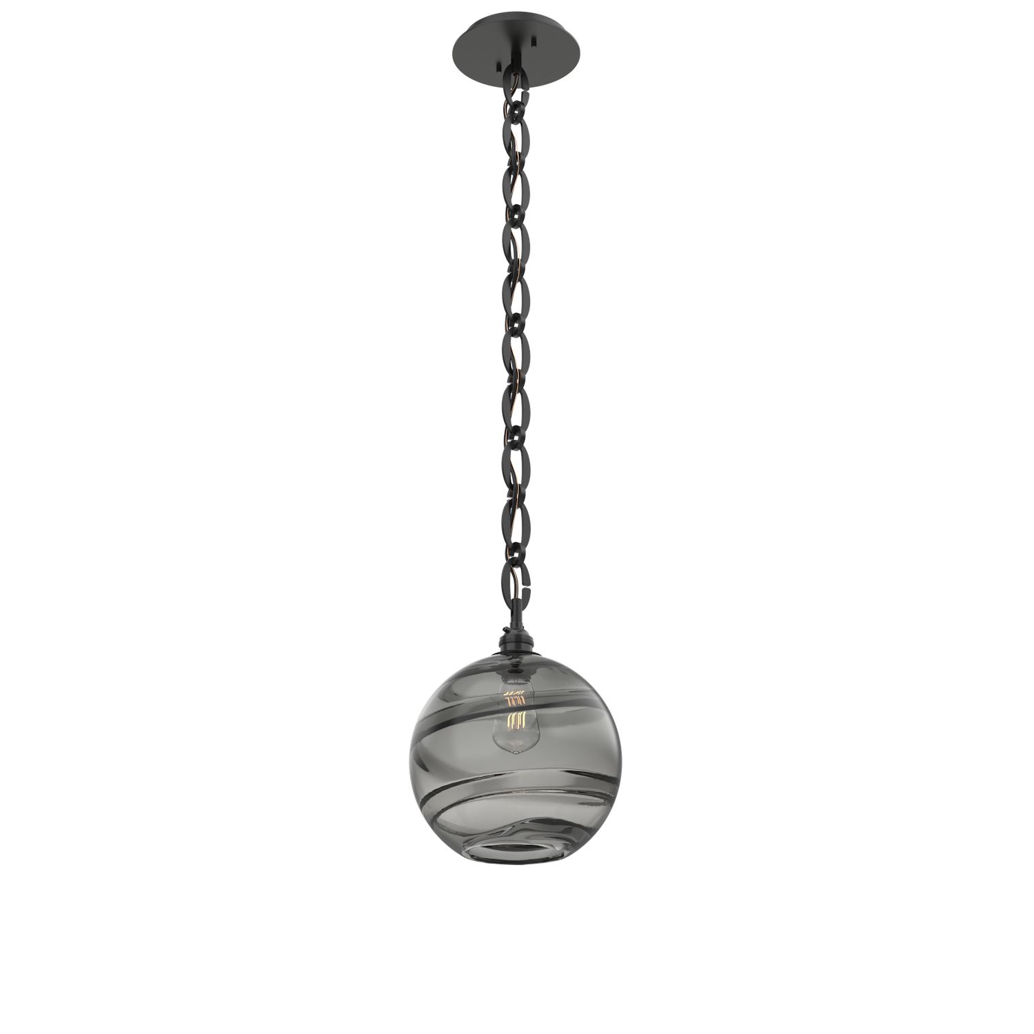LNB0047-01-MB-OS-CH2-E2-Hammerton-Studio-Terra-single-pendant-light-with-matte-black-finish-and-optic-smoke-blown-glass-shades-and-oval-chain-suspension
