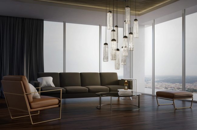 Ledgestone Round Pendant Chandelier - 3 Lights