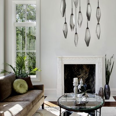 Rock Crystal Round Pendant Chandelier - 3 Lights