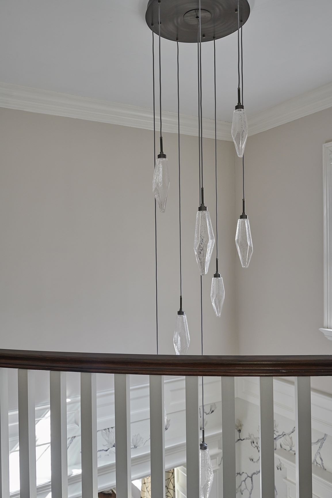 Rock Crystal Round Pendant Chandelier - 3 Lights
