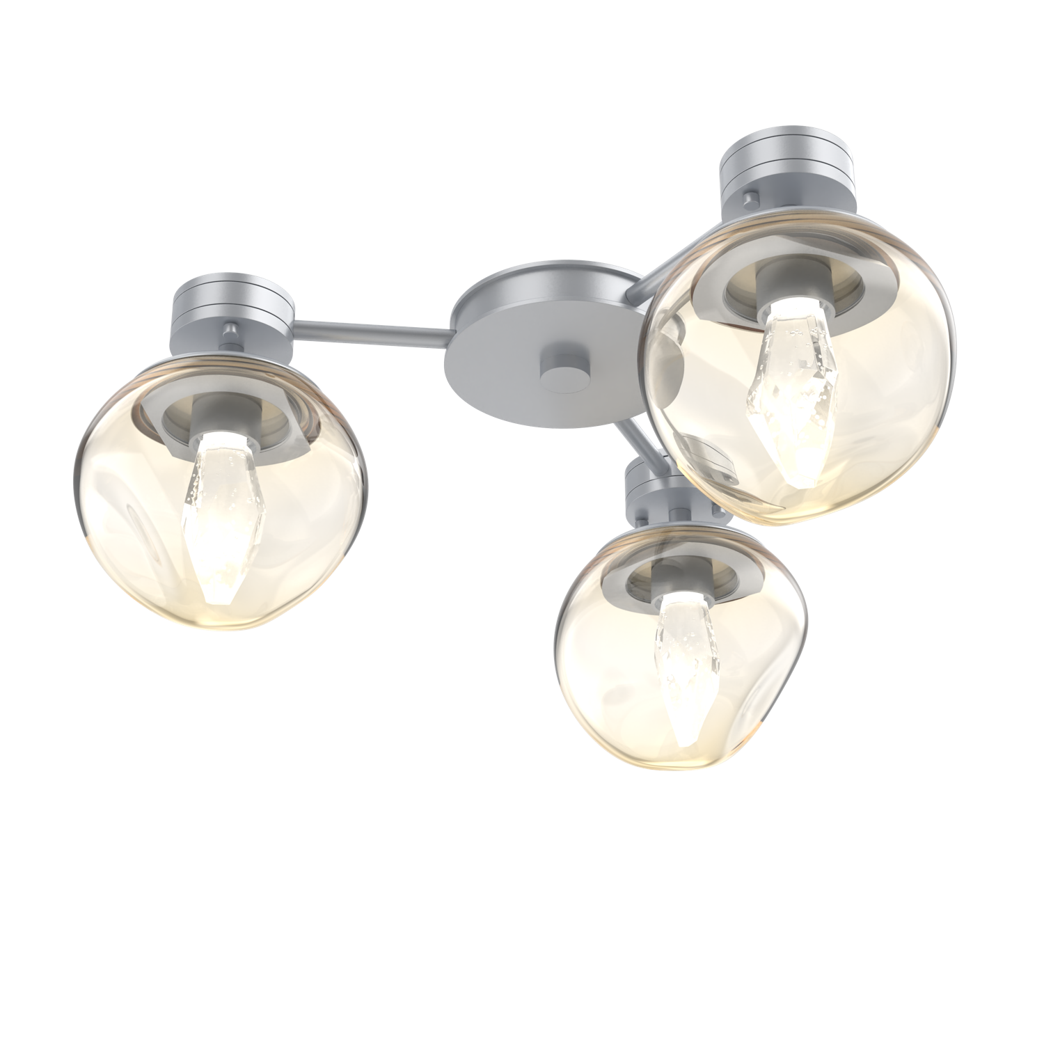 SMB0095-H3-CS-GA-L3-Hammerton-Studio-Luna-3-light-round-hub-spoke-ceiling-light-or-wall-sconce-classic-silver-finish-amber-blown-glass-geo-clear-cast-glass-diffusers-LED-lamping