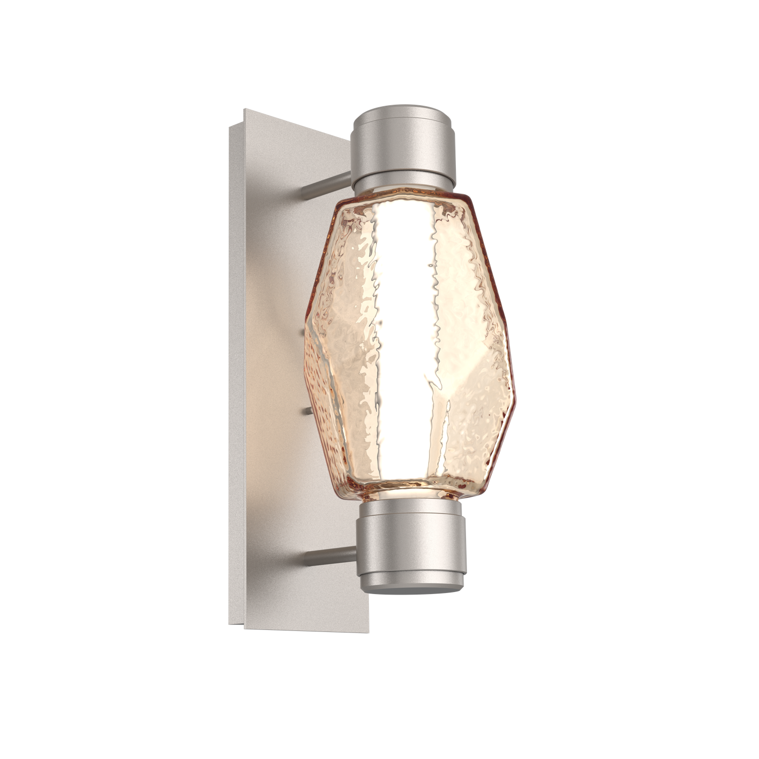 IDB0039-D1-BS-A-Hammerton-Studio-Gem-1-light-mandrel-wall-sconce-with-beige-silver-finish-and-amber-blown-glass-shades-and-LED-lamping
