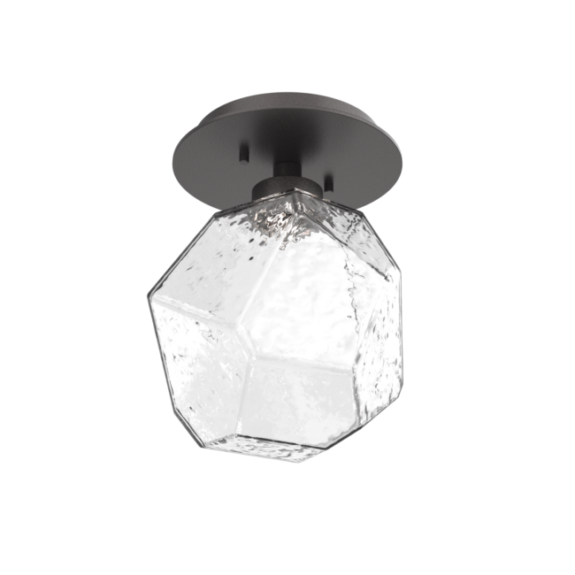 SMB0039-01-GP-C-Hammerton-Studio-Gem-single-glass-sconce-and-flush-mount-light-with-graphite-finish-and-clear-blown-glass-shade-and-LED-lamping