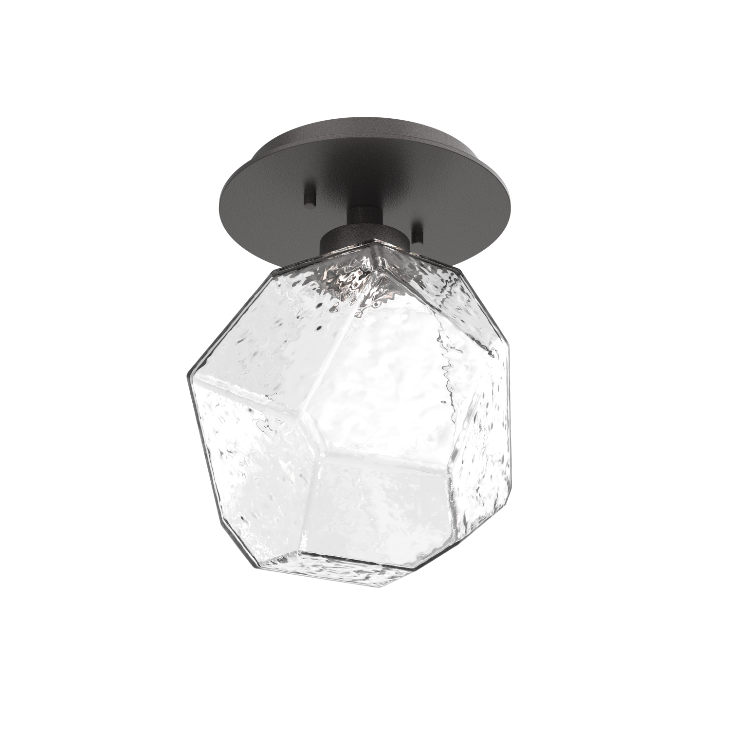 SMB0039-01-GP-C-Hammerton-Studio-Gem-single-glass-sconce-and-flush-mount-light-with-graphite-finish-and-clear-blown-glass-shade-and-LED-lamping