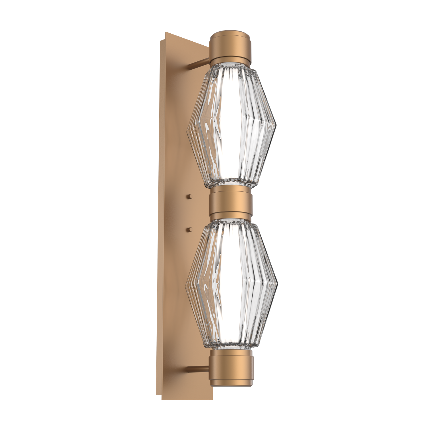 IDB0049-D2-NB-RC-Hammerton-Studio-Aalto-2-light-mandrel-wall-sconce-with-novel-brass-finish-and-optic-ribbed-clear-glass-shades-and-LED-lamping