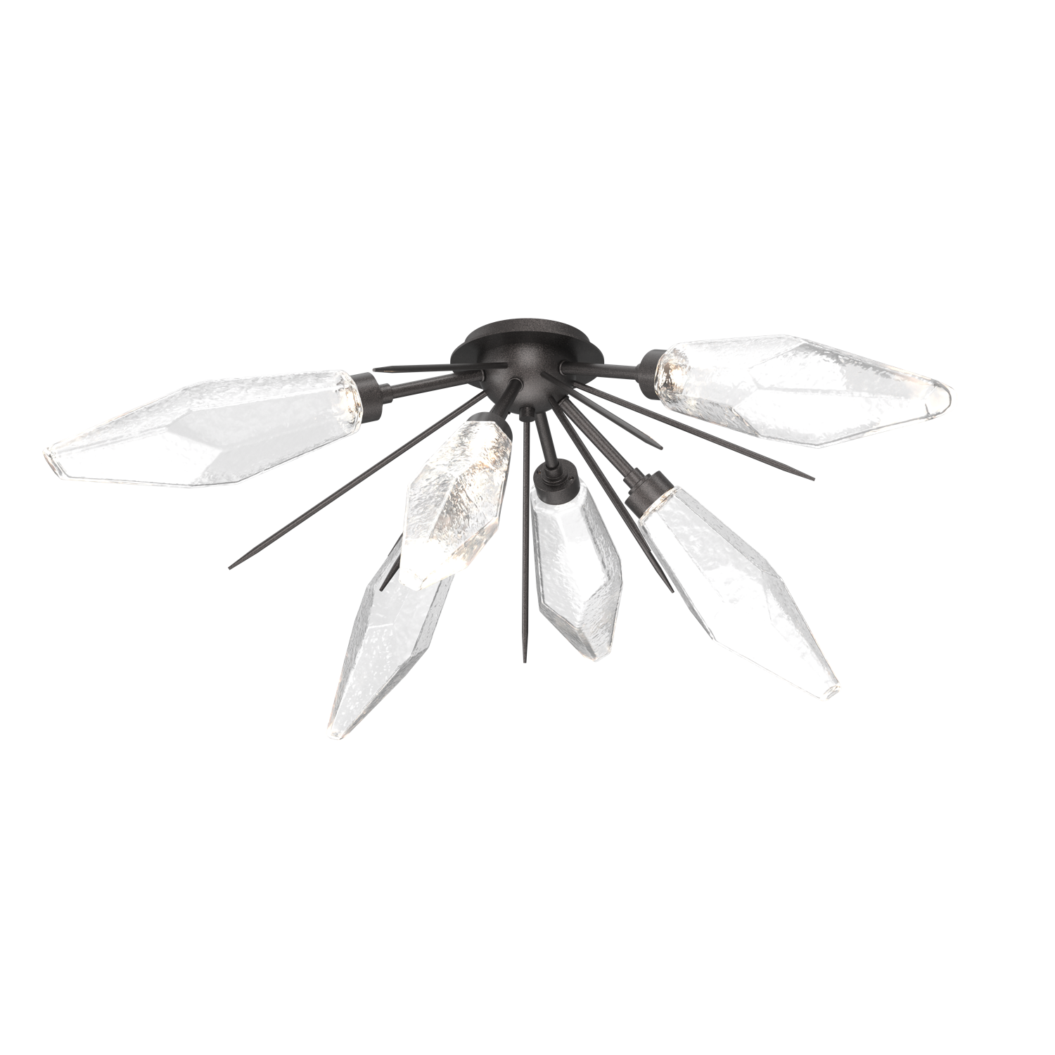 CLB0050-02-GP-CC-Hammerton-Studio-Rock-Crystal-6-light-starburst-flushmount-with-graphite-finish-and-clear-blown-glass-shades-and-LED-lamping