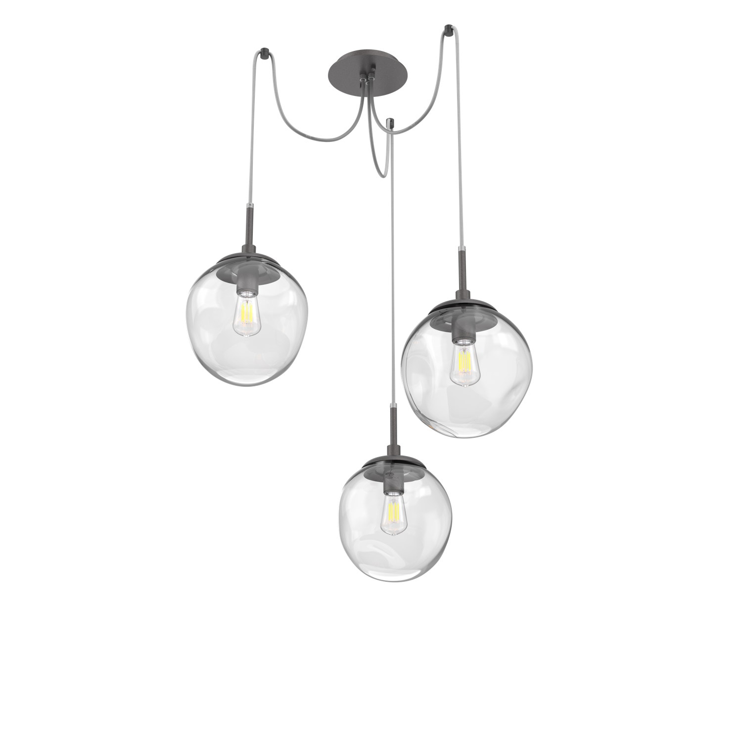SCB0062-03-GP-C-Hammerton-Studio-Nebula-Aster-3-light-swag-multi-pendant-chandelier-with-graphite-finish-and-clear-blown-glass-shades-and-traditional-bulb-lamping