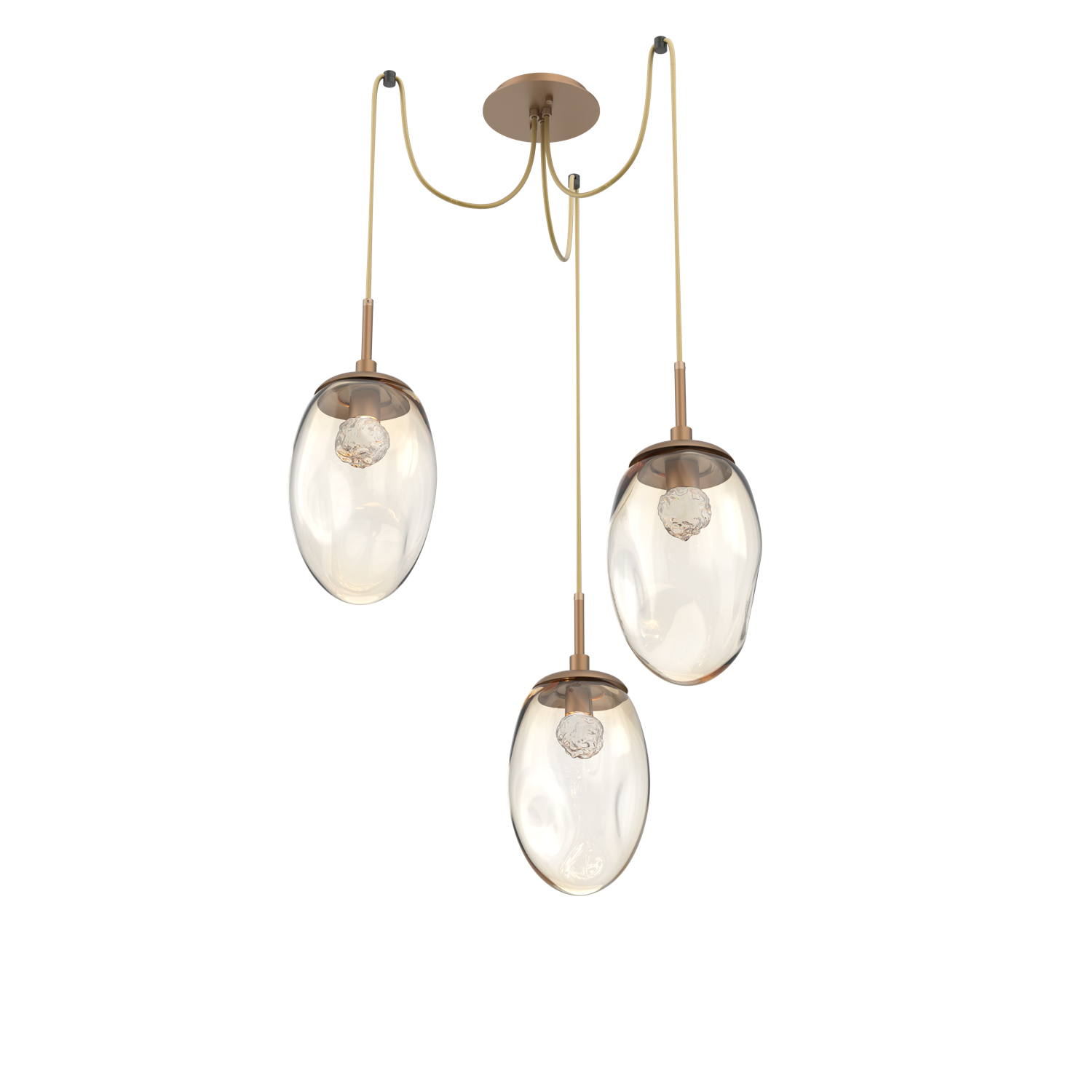 SCB0067-03-NB-FA-Hammerton-Studio-Nebula-Meteo-3-light-swag-multi-pendant-chandelier-novel-brass-finish-amber-blown-glass-floret-clear-cast-glass-diffusers-LED-lamping