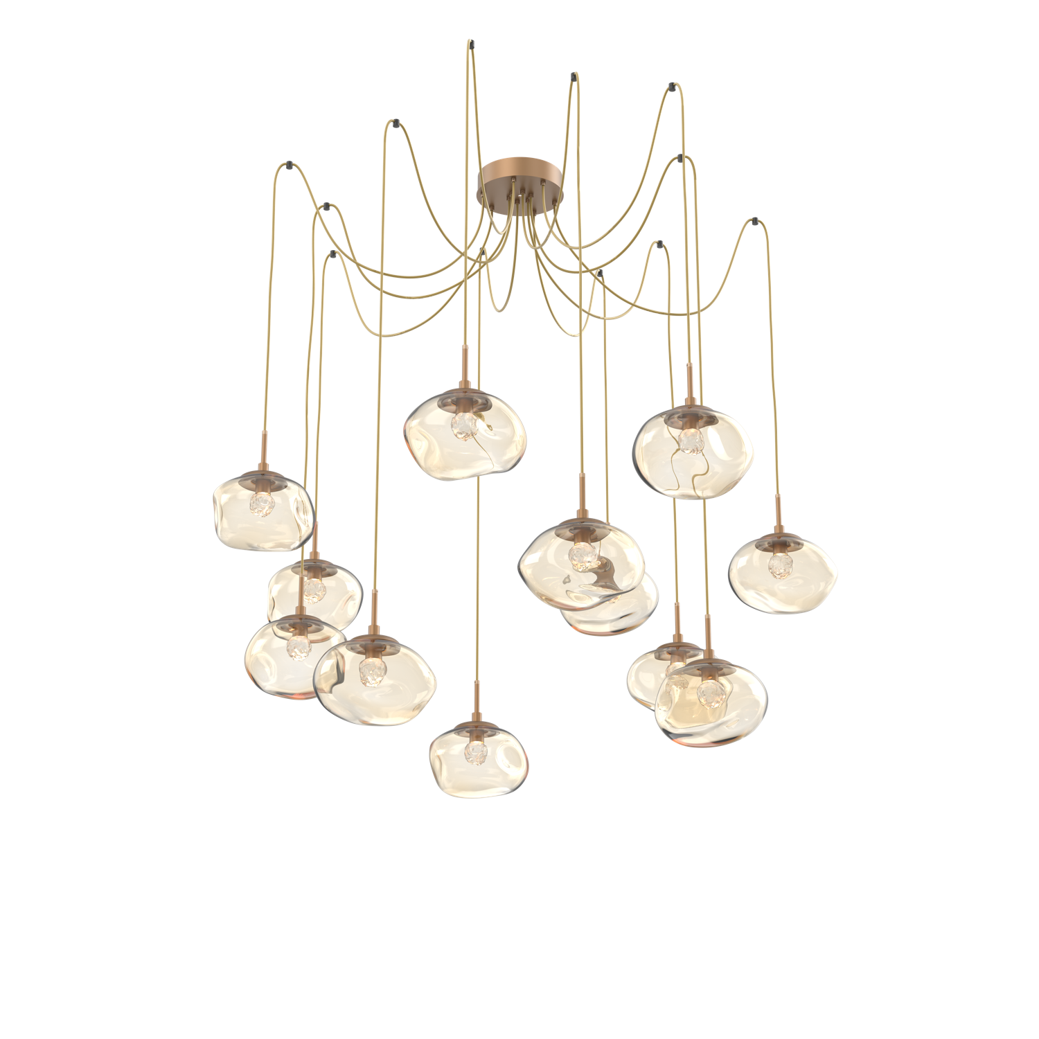 SCB0068-12-NB-FA-Hammerton-Studio-Nebula-Nova-12-light-swag-multi-pendant-chandelier-novel-brass-finish-amber-blown-glass-floret-clear-cast-glass-diffusers-LED-lamping