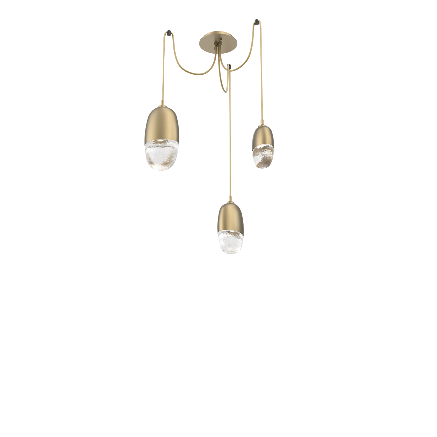 SCB0079-03-GB-PC-Hammerton-Studio-Pebble-3-light-swag-multi-pendant-chandelier-with-gilded-brass-finish-and-clear-cast-glass-diffusers-and-LED-lamping