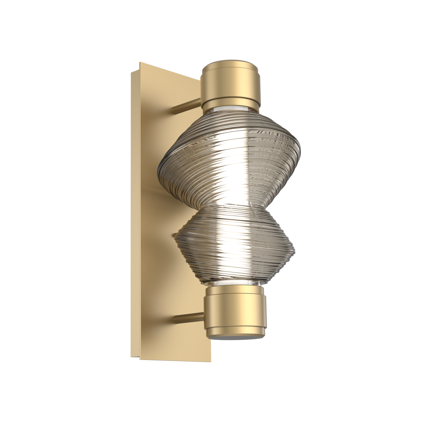 IDB0089-D1-GB-S-Hammerton-Studio-Mesa-1-light-mandrel-wall-sconce-with-gilded-brass-finish-and-smoke-blown-glass-shades-and-LED-lamping