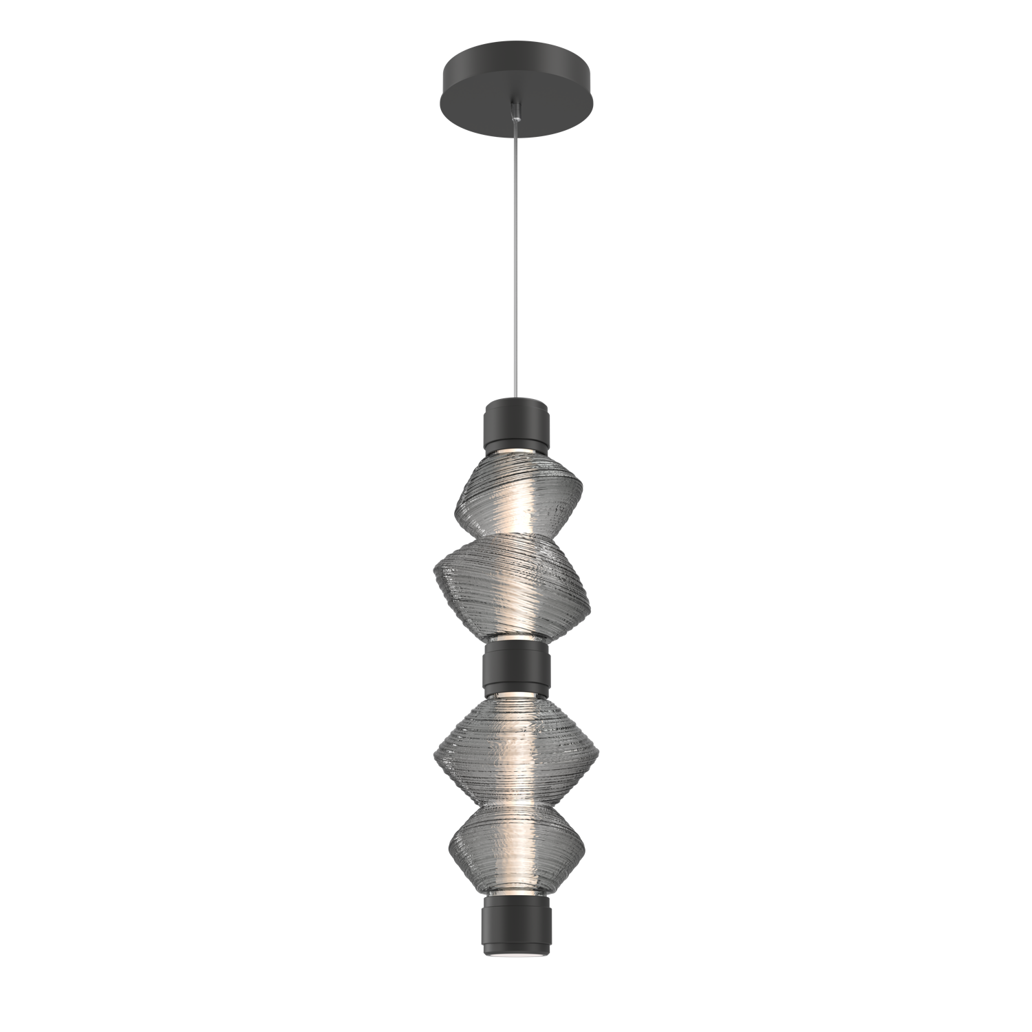 LAB0089-02-MB-S-Hammerton-Studio-Mesa-mandrel-pendant-with-matte-black-finish-and-smoke-blown-glass-shades-and-LED-lamping