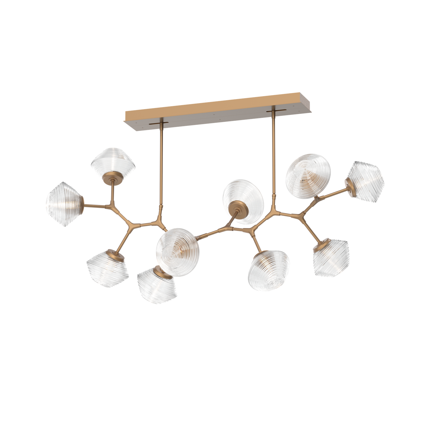 PLB0089-BC-NB-C-Hammerton-Studio-Mesa-10-light-modern-branch-chandelier-with-novel-brass-finish-and-clear-blown-glass-shades-and-LED-lamping