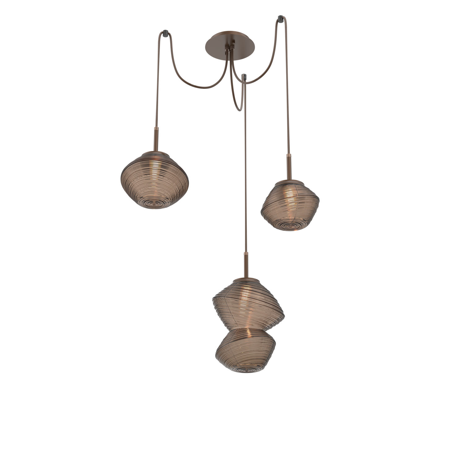 SCB0089-03-BB-B-Hammerton-Studio-Mesa-3-light-swag-multi-pendant-chandelier-with-burnished-bronze-finish-and-bronze-blown-glass-shades-and-LED-lamping