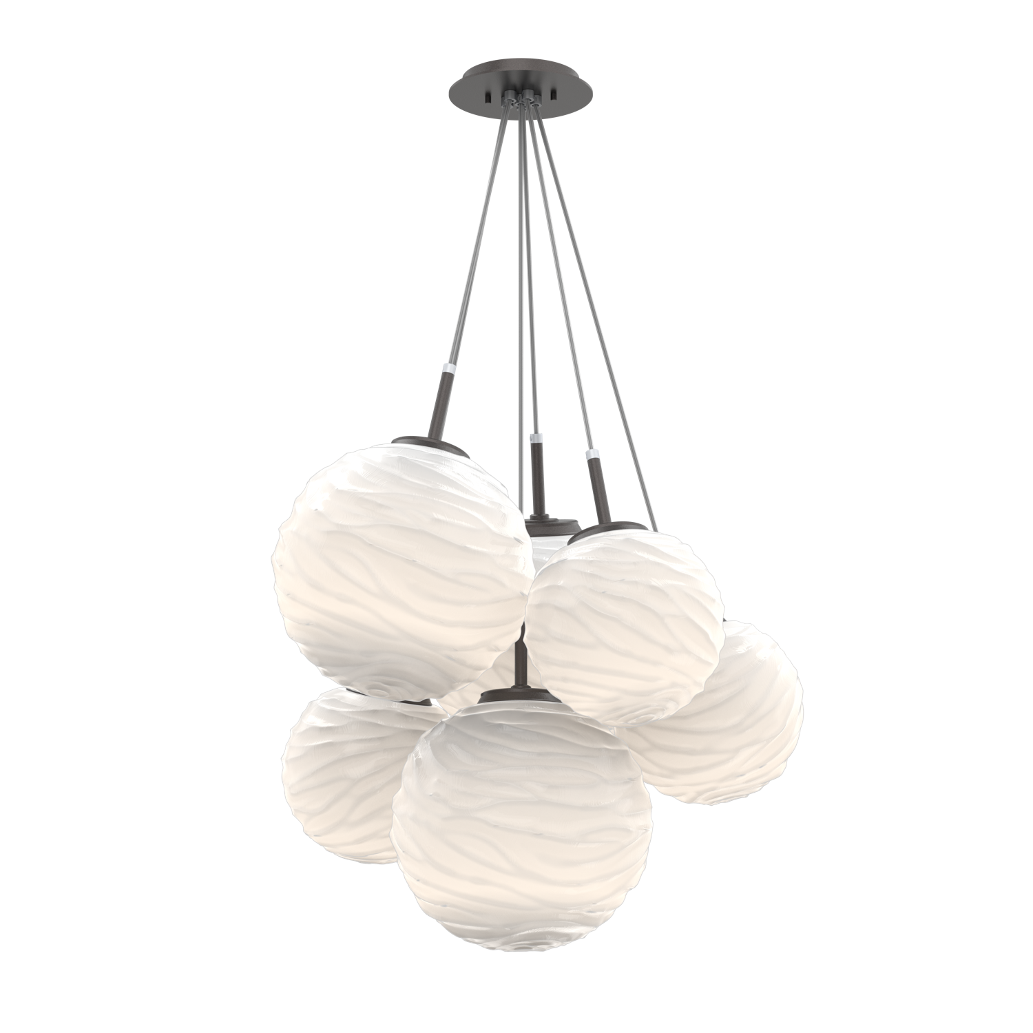 CHB0092-0F-GP-WL-Hammerton-Studio-Gaia-6-light-cluster-pendant-light-with-graphite-finish-and-opal-white-glass-shades-and-LED-lamping