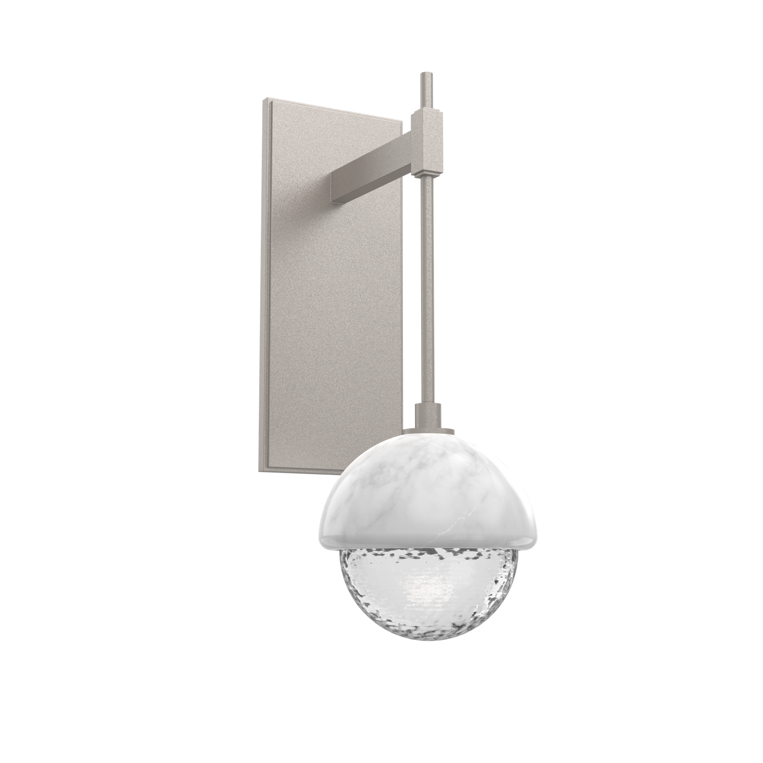 IDB0093-01-BS-C-WM-Hammerton-Studio-Cabochon-tempo-wall-sconce-beige-silver-finish-clear-blown-glass-shades-white-marble-stone-accent-LED-lamping