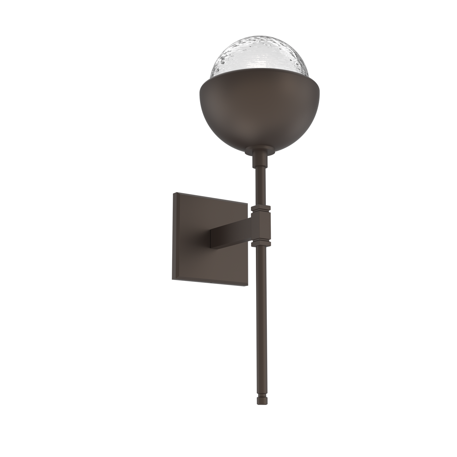 IDB0093-03-FB-C-MS-Hammerton-Studio-Cabochon-belvedere-wall-sconce-flat-bronze-finish-clear-blown-glass-shades-matching-metal-shade-accent-LED-lamping