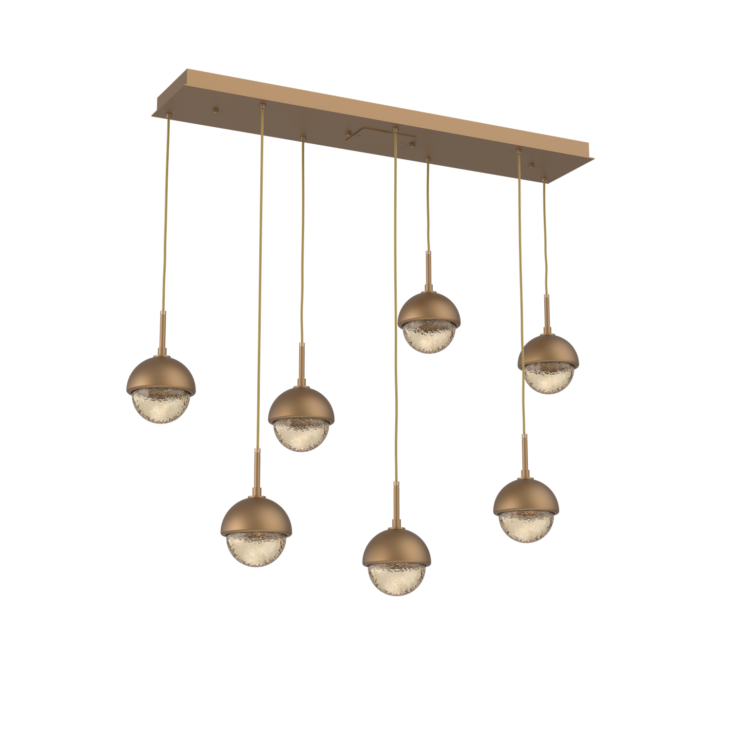 PLB0093-07-NB-A-MS-Hammerton-Studio-Cabochon-7-light-linear-multi-pendant-chandelier-novel-brass-finish-amber-blown-glass-shades-matching-metal-shade-accent-LED-lamping